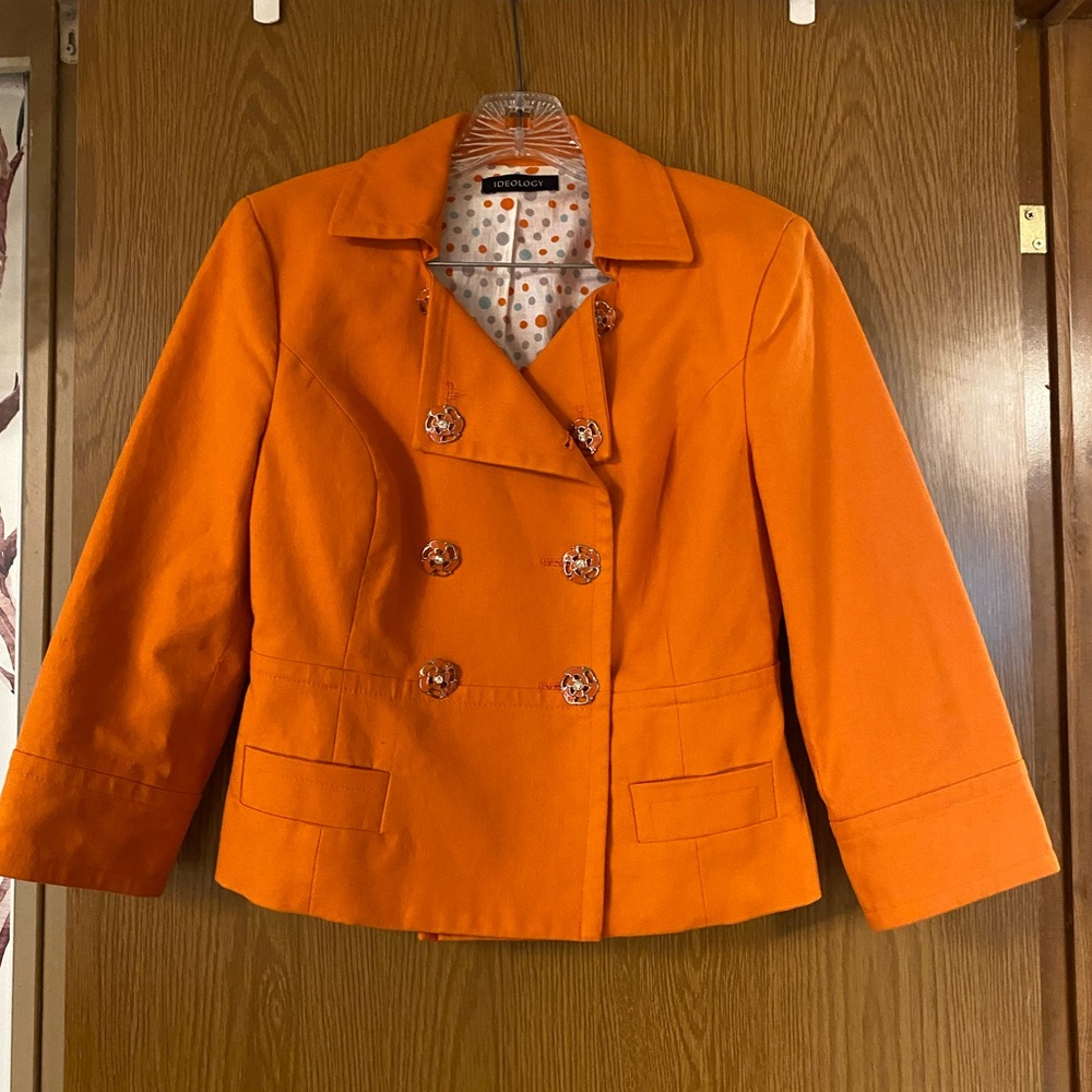 Ideology Women's Bright Orange Double-Breasted Blazer Jacket